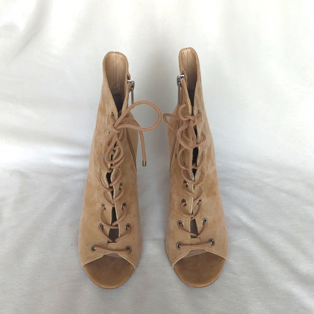 BCBGeneration | Lace Up Open Toe Genuine Suede Leather Booties - Picture 11 of 11